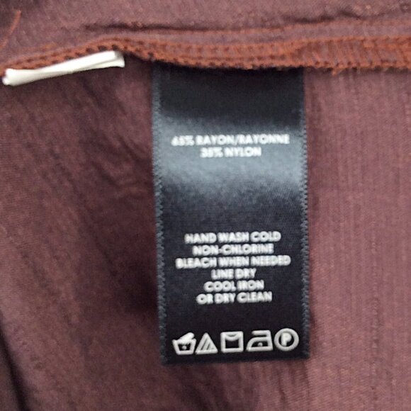 Ali Miles Tunic Top Womens Size XL Brown Metallic Lace Up Slit Hem - Picture 8 of 8